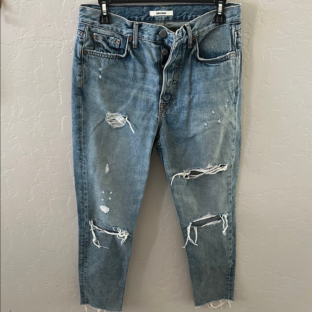 GRLFRND Distressed Blue Jeans